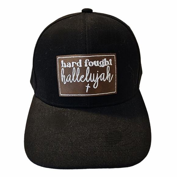 Upcycled Gemz Accessories - Hard Fought Hallelujah Laser Patch Suede Cap - Black